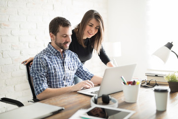 Colleagues working together on a project