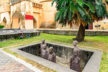 Slavery Memorial at Old Slave Market/Anglican Cathedral in Stone Town, Zanzibar, Tanzania.