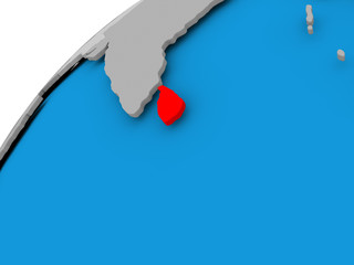 Map of Sri Lanka in red