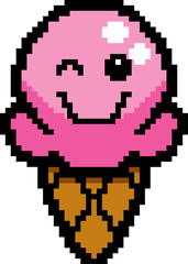 Naklejka premium Winking 8-Bit Cartoon Ice Cream