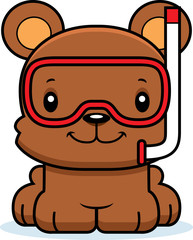 Cartoon Smiling Snorkeler Bear
