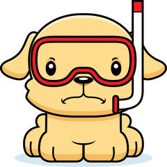 Cartoon Angry Snorkeler Puppy