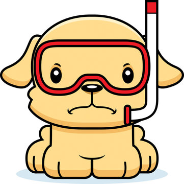 Cartoon Angry Snorkeler Puppy