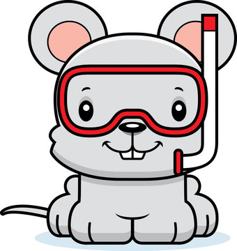 Cartoon Smiling Snorkeler Mouse
