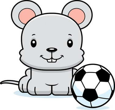 Cartoon Smiling Soccer Player Mouse