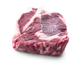 raw beef on white background