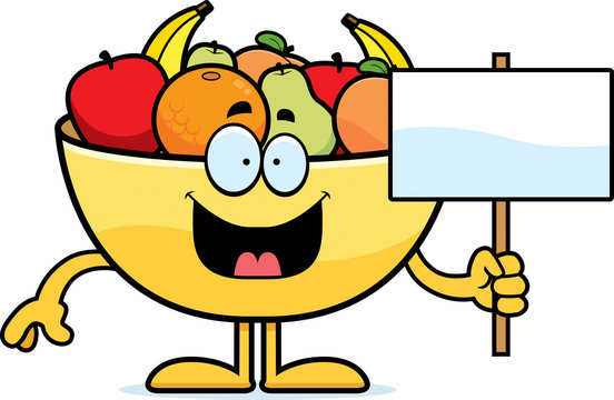 recommend clip art: Cartoon Bowl of Fruit Sign