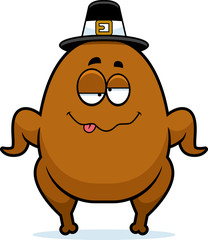 Drunk Cartoon Turkey Pilgrim