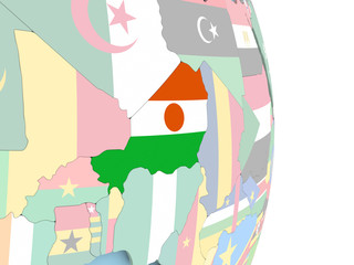 Niger with flag on globe