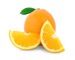 Orange fruit. Orang slice isolate on white. With clipping path.
