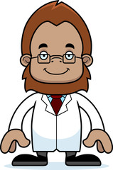Obraz premium Cartoon Smiling Scientist Sasquatch