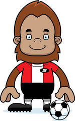 Cartoon Smiling Soccer Player Sasquatch