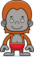 Cartoon Smiling Orangutan Swimsuit