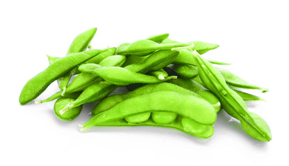 fresh green peas isolated on a white background