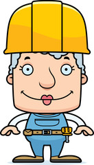 Cartoon Smiling Construction Worker Woman