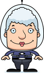 Cartoon Smiling Spaceman Woman