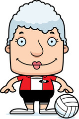 Cartoon Smiling Volleyball Player Woman