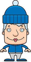 Cartoon Smiling Winter Woman