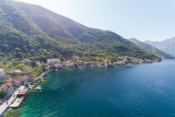 Naklejka na ściany i meble Aerial view of Stoliv, Bay Kotor, Montenegro