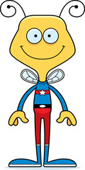Cartoon Smiling Superhero Bee