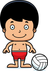 Cartoon Smiling Beach Volleyball Player Boy