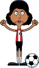 Cartoon Angry Soccer Player Woman