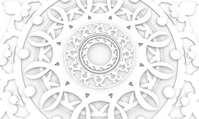Decorative design element. Patterns with geometric ornament. Circular ornamental symbol. Islam, Arabic and Indian, ottoman motifs. 3D rendering