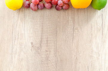 Fruit mix on wooden table