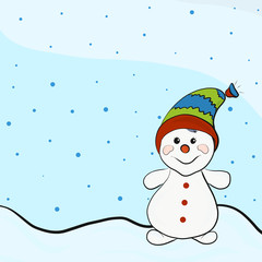 Background with a cute funny snowman