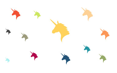 Viele bunte Einhornköpfe