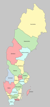 Highly detailed political Sweden Map