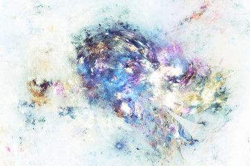 Obraz premium Abstract colorful blue and orange shapes on white background. Fantasy fractal texture. 3D rendering.