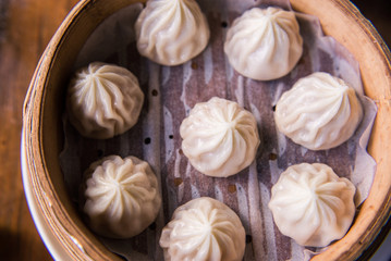 Xiaolongbao,Chinese steamed bun on plate,Dimsum
