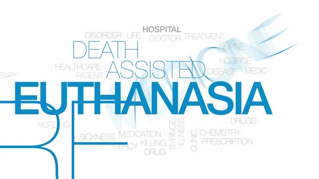 Euthanasia animated word cloud, text design animation. Kinetic typography.
