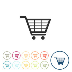 Runde Schaltflächen - Einkaufswagen - Online-Shopping