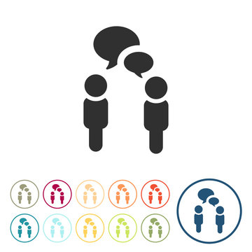 Runde Schaltfl&auml;chen - Menschen reden - Diskussion