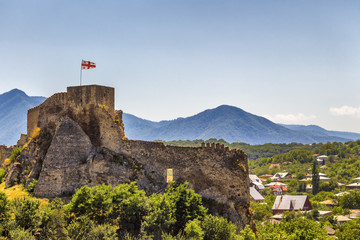 Old ancient stone walls and towers of the fortress.