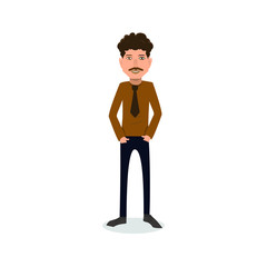 funny and cool cartoon guy in casual clothes, gesturing. Vector illustration	