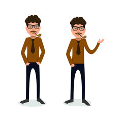 funny and cool cartoon guy in casual clothes, gesturing. Vector illustration	