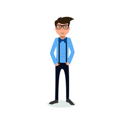 funny and cool cartoon guy in casual clothes, gesturing. Vector illustration	