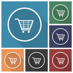 Button - Set - Schatten - Einkaufswagen - Shop