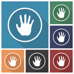 Button - Set - Schatten - Handfläche - Stopp