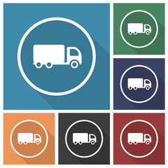 Button - Set - Schatten - Lastwagen - Transport