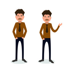 funny and cool cartoon guy in casual clothes, gesturing. Vector illustration	
