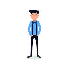funny and cool cartoon guy in casual clothes, gesturing. Vector illustration	