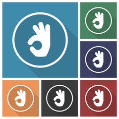 Button - Set - Schatten - Handgeste Okay