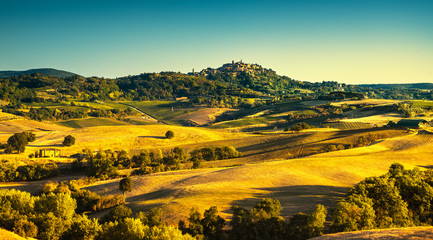 Tuscany summer, Montepulciano medieval village. Siena, Italy - obrazy, fototapety, plakaty
