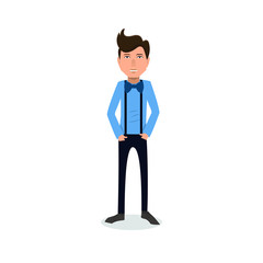funny and cool cartoon guy in casual clothes, gesturing. Vector illustration, Hipster Style