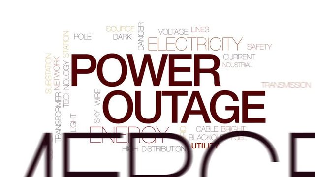 Power outage animated word cloud, text design animation. Kinetic typography.