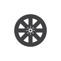 Alloy wheel icon vector, filled flat sign, solid pictogram isolated on white. Symbol, logo illustration.